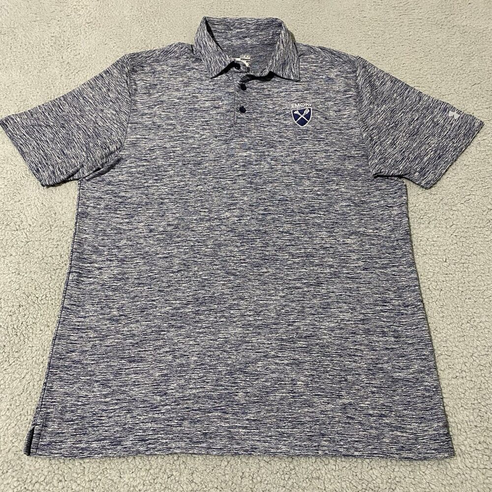 Emory University Eagles Polo Shirt Under Armour Mens Medium Blue Loose Fit Golf